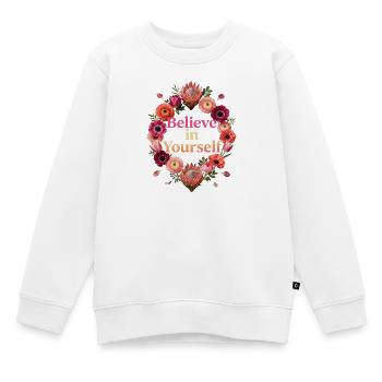 Believe in Yourself: Flower Circle - Kids Premium Organic Sweatshirt - white - Front - AI Model Kid Male (0cm)