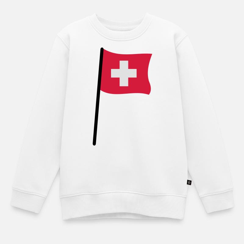 drapeau suisse - Sweat Premium enfant bio - blanc