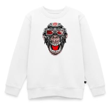 Crazy Monkey - Kinder Premium Organic Sweatshirt - Weiß - Vorne - AI Model Kid Male (0cm)