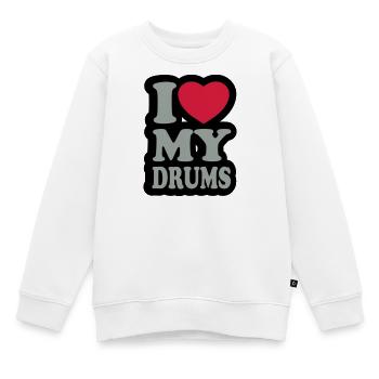 I love my drums - J'aime mes tambours - Sweat Premium enfant bio - blanc - Devant - AI Model Kid Male (0cm)