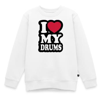 I love my drums - J'aime mes tambours - Sweat Premium enfant bio - blanc - Devant - AI Model Kid Male (0cm)