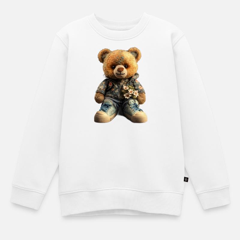 Cadeau Bear Half Man - Sweat Premium enfant bio - blanc