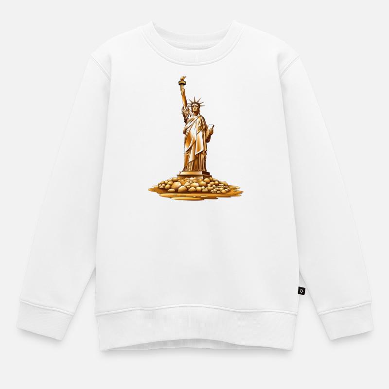 Statue de la torche dorée de la Liberté - Sweat Premium enfant bio - blanc