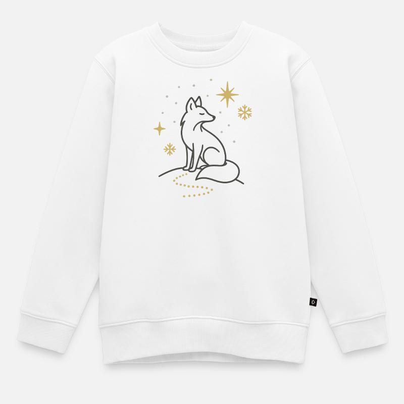 Mondwolf Silhouette mit Sternen - Kinder Premium Organic Sweatshirt - Weiß