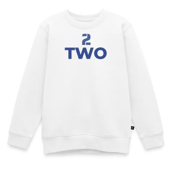 DESIGN CHIFFRE 2 EN LETTRE ET SYMBOLE TYPOGRAPHIE - Sweat Premium enfant bio - blanc - Devant - AI Model Kid Male (0cm)