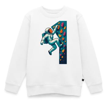 Bouldern Astronaut schweben leicht klettern Gesche - Kinder Premium Organic Sweatshirt - Weiß - Vorne - AI Model Kid Male (0cm)