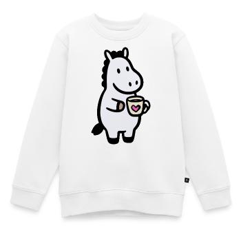 HerzHippo Kaffee Begleiter - Kinder Premium Organic Sweatshirt - Weiß - Vorne - AI Model Kid Male (0cm)