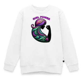 Colorful Hair Power Girl Power - Kids Premium Organic Sweatshirt - white - Front - AI Model Kid Male (0cm)