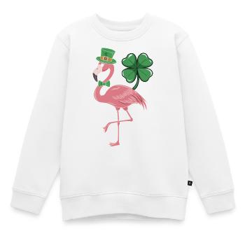 Flamingo im Shamrock-Stil - Kinder Premium Organic Sweatshirt - Weiß - Vorne - AI Model Kid Male (0cm)