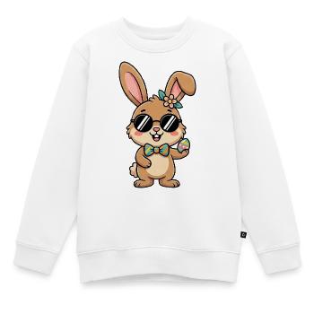 Ostern Cooler Osterhase Sonnenbrille - Kinder Premium Organic Sweatshirt - Weiß - Vorne - AI Model Kid Male (0cm)
