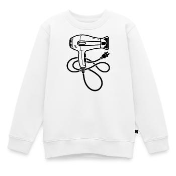 Sèche-cheveux pour salon de coiffure - Sweat Premium enfant bio - blanc - Devant - AI Model Kid Male (0cm)