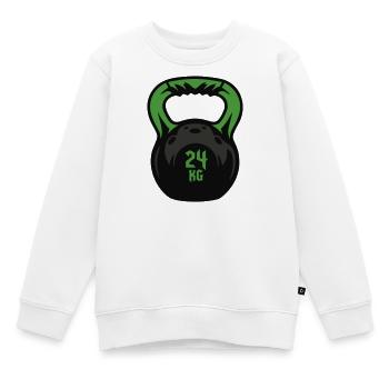 Kettlebell 24 KG Kugelhantel - Kinder Premium Organic Sweatshirt - Weiß - Vorne - AI Model Kid Male (0cm)