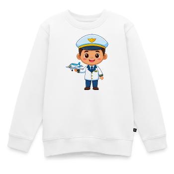 Petit pilote avec avion - Sweat Premium enfant bio - blanc - Devant - AI Model Kid Male (0cm)