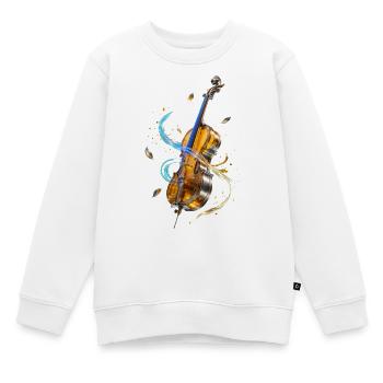 Geige in leuchtenden Spiralen - Kinder Premium Organic Sweatshirt - Weiß - Vorne - AI Model Kid Male (0cm)
