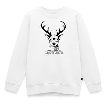 Hipster Hirsch - Kinder Premium Organic Sweatshirt - Weiß - Vorne - AI Model Kid Male (0cm)
