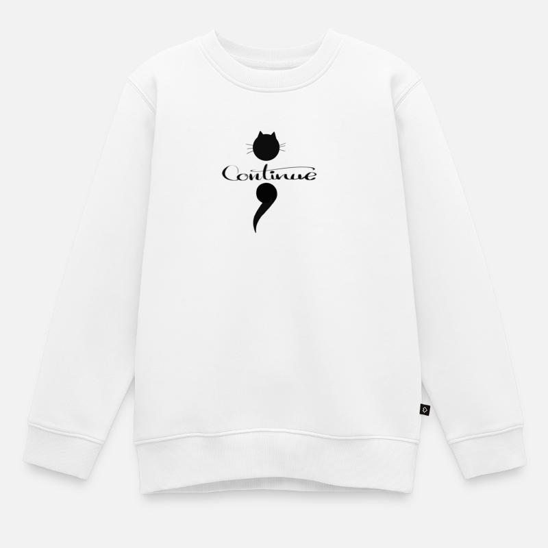 point-virgule - Sweat Premium enfant bio - blanc