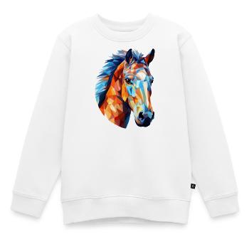 Cheval Polygone Tête De Cheval Chevaux - Sweat Premium enfant bio - blanc - Devant - AI Model Kid Male (0cm)