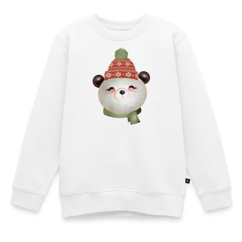 cute panda bear with bobble hat in winter - Kids Premium Organic Sweatshirt - white - Front - AI Model Kid Male (0cm)