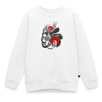 Cercles de fleurs monochromes avec rouge - Sweat Premium enfant bio - blanc - Devant - AI Model Kid Male (0cm)