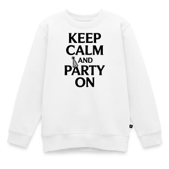 Bleib ruhig und feiere weiter - Kinder Premium Organic Sweatshirt - Weiß - Vorne - AI Model Kid Male (0cm)