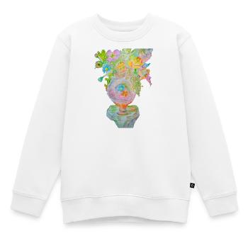 Blumenvase - Kinder Premium Organic Sweatshirt - Weiß - Vorne - AI Model Kid Male (0cm)