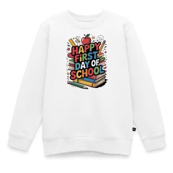 Frohen ersten Schultag Bücher - Kinder Premium Organic Sweatshirt - Weiß - Vorne - AI Model Kid Male (0cm)
