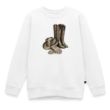 Verzierte Westernstiefel - Kinder Premium Organic Sweatshirt - Weiß - Vorne - AI Model Kid Male (0cm)