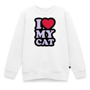 I love my cat - Ich liebe meine Katze - Kinder Premium Organic Sweatshirt - Weiß - Vorne - AI Model Kid Male (0cm)