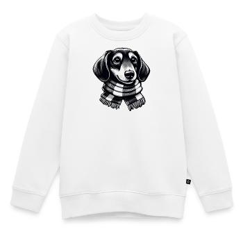 Dackel mit Schal - Kinder Premium Organic Sweatshirt - Weiß - Vorne - AI Model Kid Male (0cm)