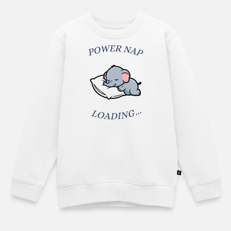 Éléphant endormi - Sweat Premium enfant bio - blanc