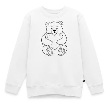 Teddybär mit Herz – kuschelige Liebe - Kinder Premium Organic Sweatshirt - Weiß - Vorne - AI Model Kid Male (0cm)