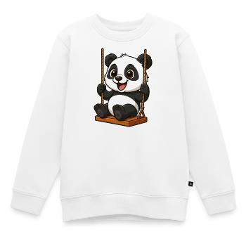 Süßer Panda auf der Schaukel Cartoon Spielplatz - Kinder Premium Organic Sweatshirt - Weiß - Vorne - AI Model Kid Male (0cm)