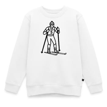 ski de fond - Sweat Premium enfant bio - blanc - Devant - AI Model Kid Male (0cm)