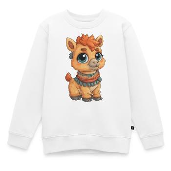 Kuscheliges Alpaka Fohlen mit Schal - Kinder Premium Organic Sweatshirt - Weiß - Vorne - AI Model Kid Male (0cm)