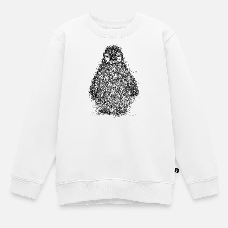Scribbling penguin - Kids Premium Organic Sweatshirt - white