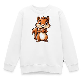 Niedliches Cartoon-Eichhörnchen mit Eichel - Kinder Premium Organic Sweatshirt - Weiß - Vorne - AI Model Kid Male (0cm)