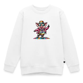Lustige Tanz Sau - Kinder Premium Organic Sweatshirt - Weiß - Vorne - AI Model Kid Male (0cm)