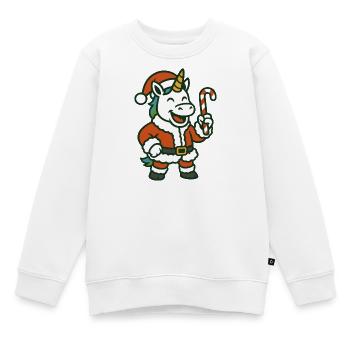 Santa Licorne avec des dessins de cannes d’orge d’orge - Sweat Premium enfant bio - blanc - Devant - AI Model Kid Male (0cm)