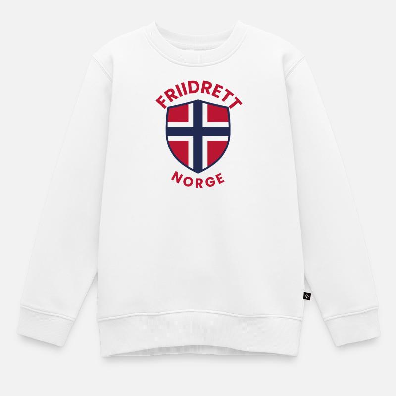 Drapeau avec drapeau de la Norvège - Sweat Premium enfant bio - blanc