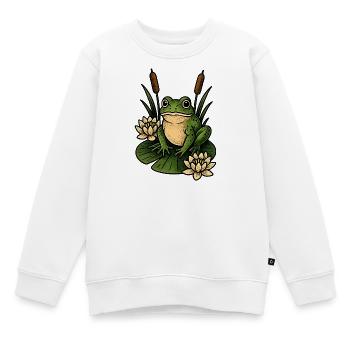 Grenouille verte sur nénuphar - Sweat Premium enfant bio - blanc - Devant - AI Model Kid Male (0cm)