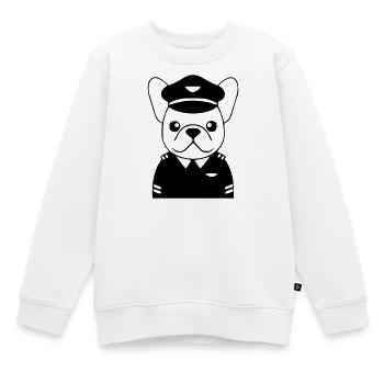 Frenchie Pilot Uniform Schwarz - Kinder Premium Organic Sweatshirt - Weiß - Vorne - AI Model Kid Male (0cm)