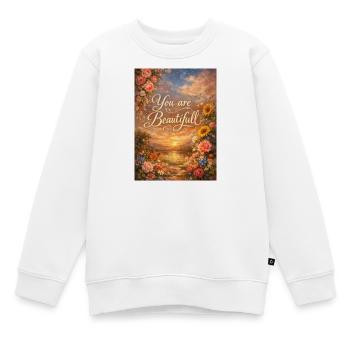 Tu es l’Art Floral du Coucher de Soleil - Sweat Premium enfant bio - blanc - Devant - AI Model Kid Male (0cm)