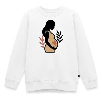 Silhouette de ventre de bébé femme enceinte - Sweat Premium enfant bio - blanc - Devant - AI Model Kid Male (0cm)