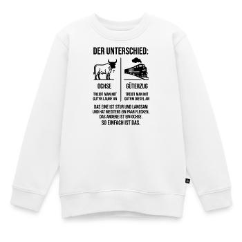 Ochse Güterzug - Kinder Premium Organic Sweatshirt - Weiß - Vorne - AI Model Kid Male (0cm)
