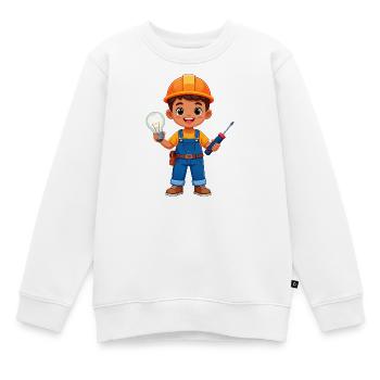 Kleiner Elektriker mit Schraubenzieher & Lampe - Kinder Premium Organic Sweatshirt - Weiß - Vorne - AI Model Kid Male (0cm)