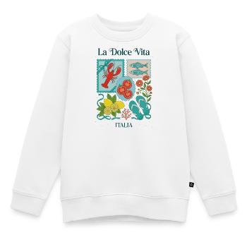 Dolce Vita Marine Carte Postale - Sweat Premium enfant bio - blanc - Devant - AI Model Kid Male (0cm)