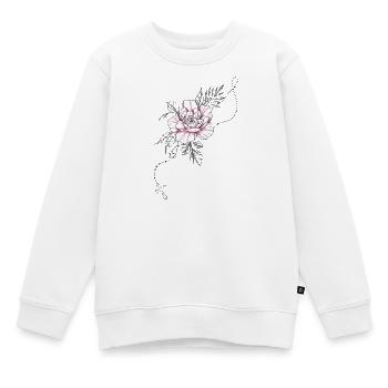 Rosa Blume Rosenkranz Kreuz und Laub Zeichnung - Kinder Premium Organic Sweatshirt - Weiß - Vorne - AI Model Kid Male (0cm)