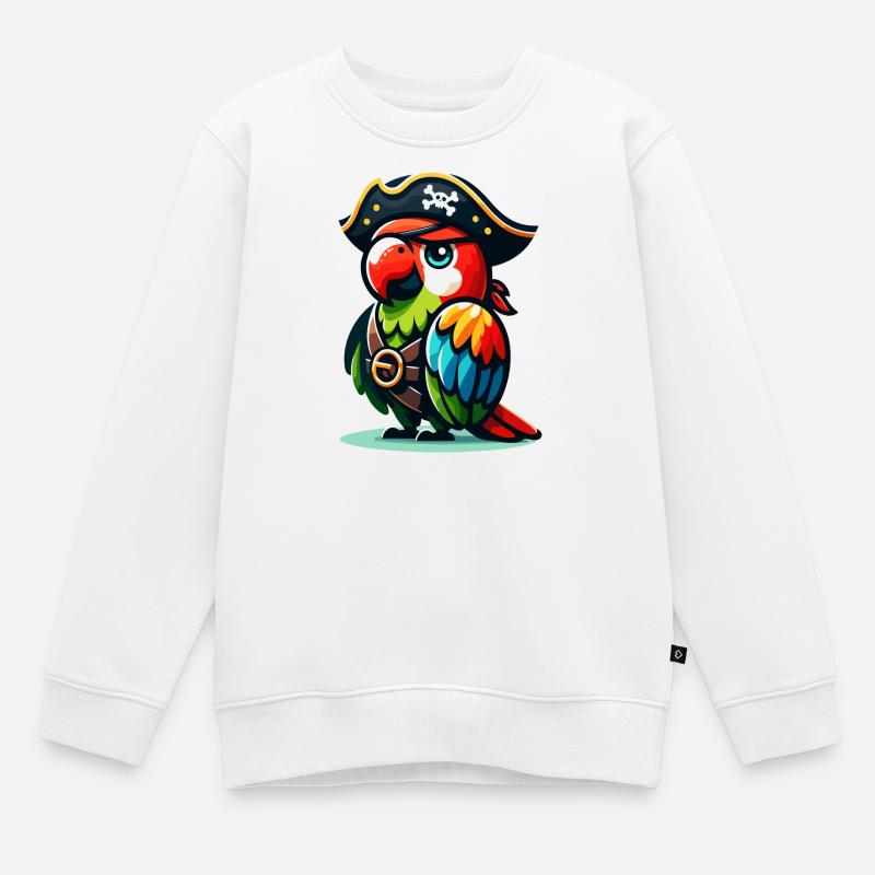 Polly la pirate : la crieuse de cape et d’épée - Sweat Premium enfant bio - blanc