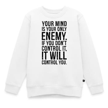 Dein Verstand ist dein einziger Feind lustig - Kinder Premium Organic Sweatshirt - Weiß - Vorne - AI Model Kid Male (0cm)
