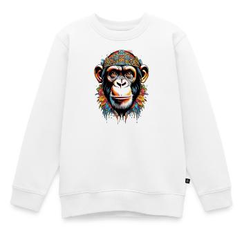 Buntes Affenporträt mit Tribal-Muster - Kinder Premium Organic Sweatshirt - Weiß - Vorne - AI Model Kid Male (0cm)